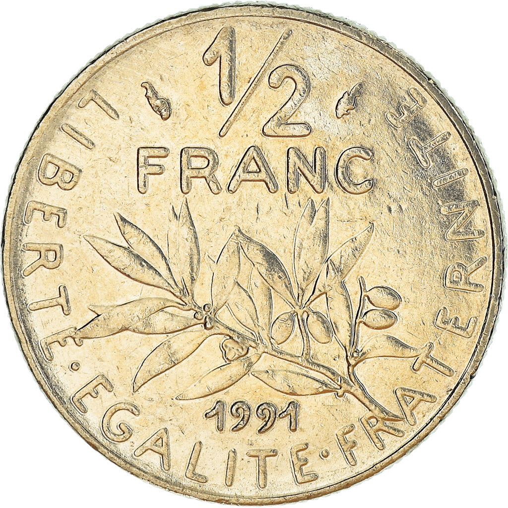 Moneta, Francia, Semeuse, 1/2 Franc, 1991, SPL-, Nichel, KM:931.2, Gadoury:429
