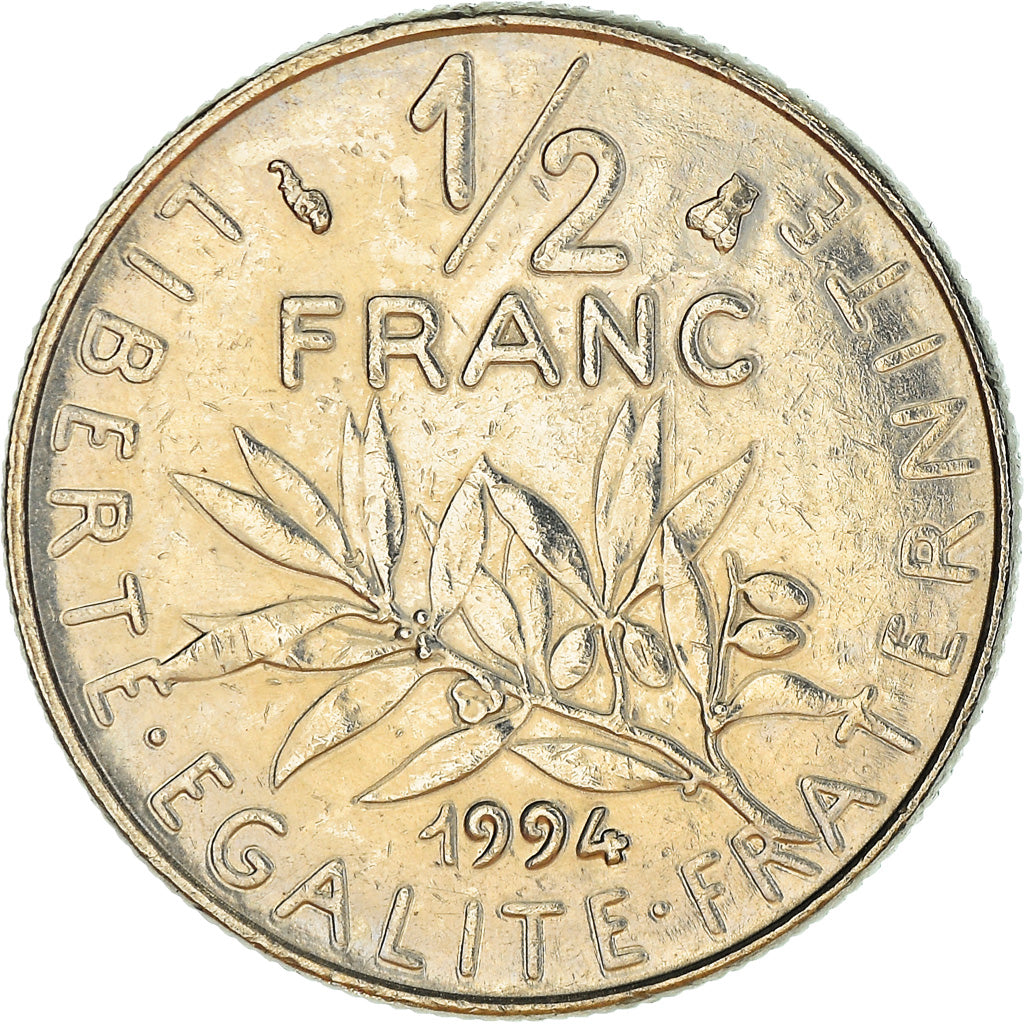 Moeda, França, Semeuse, 1/2 Franc, 1994, Paris, AU(55-58), Níquel, KM:931.1