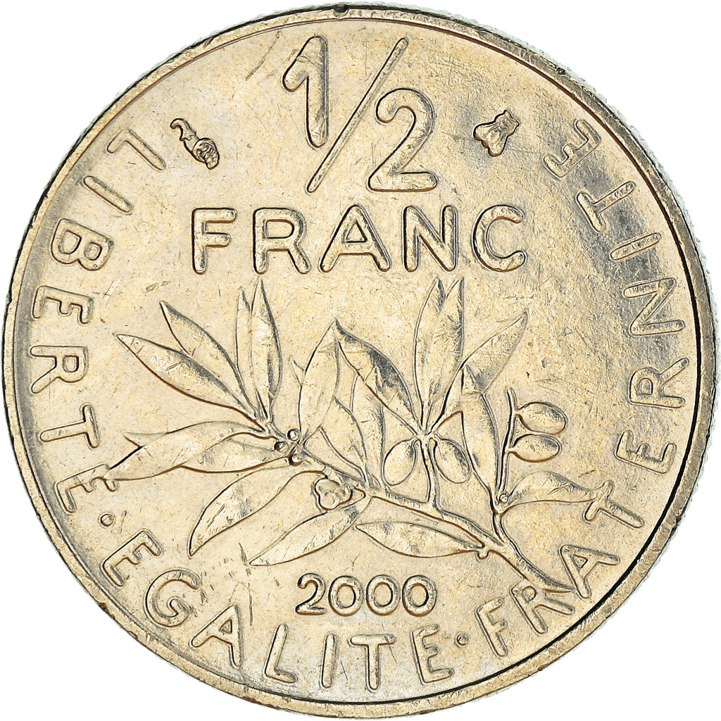 Münze, Frankreich, Semeuse, 1/2 Franc, 2000, VZ+, Nickel, KM:931.2, Gadoury:429