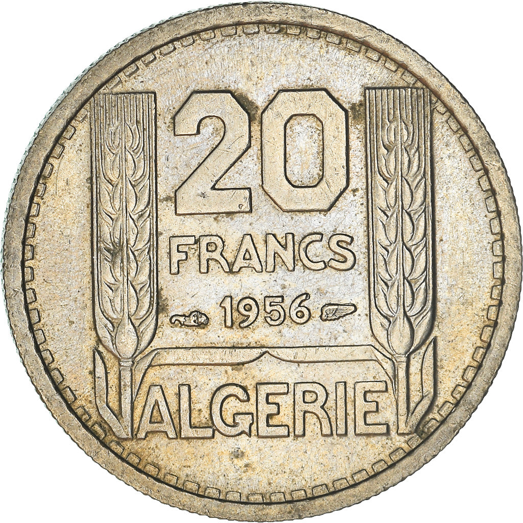 Coin, Algeria, 20 Francs, 1956, Paris, MS(60-62), Copper-nickel, KM:91