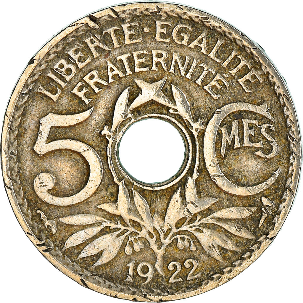 Moneta, Francia, Lindauer, 5 Centimes, 1922, BB, Rame-nichel, KM:875