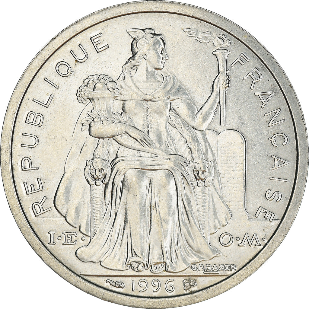 Coin, New Caledonia, 2 Francs, 1996, Paris, AU(55-58), Aluminum, KM:14