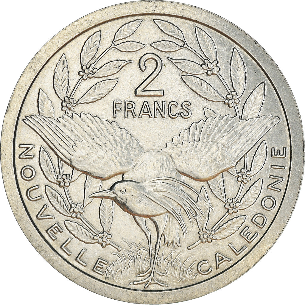Coin, New Caledonia, 2 Francs, 1996, Paris, AU(55-58), Aluminum, KM:14