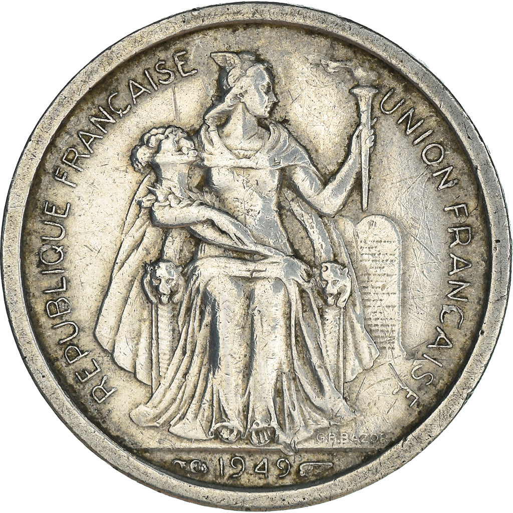 Coin, FRENCH OCEANIA, Franc, 1949, EF(40-45), Aluminum, KM:2