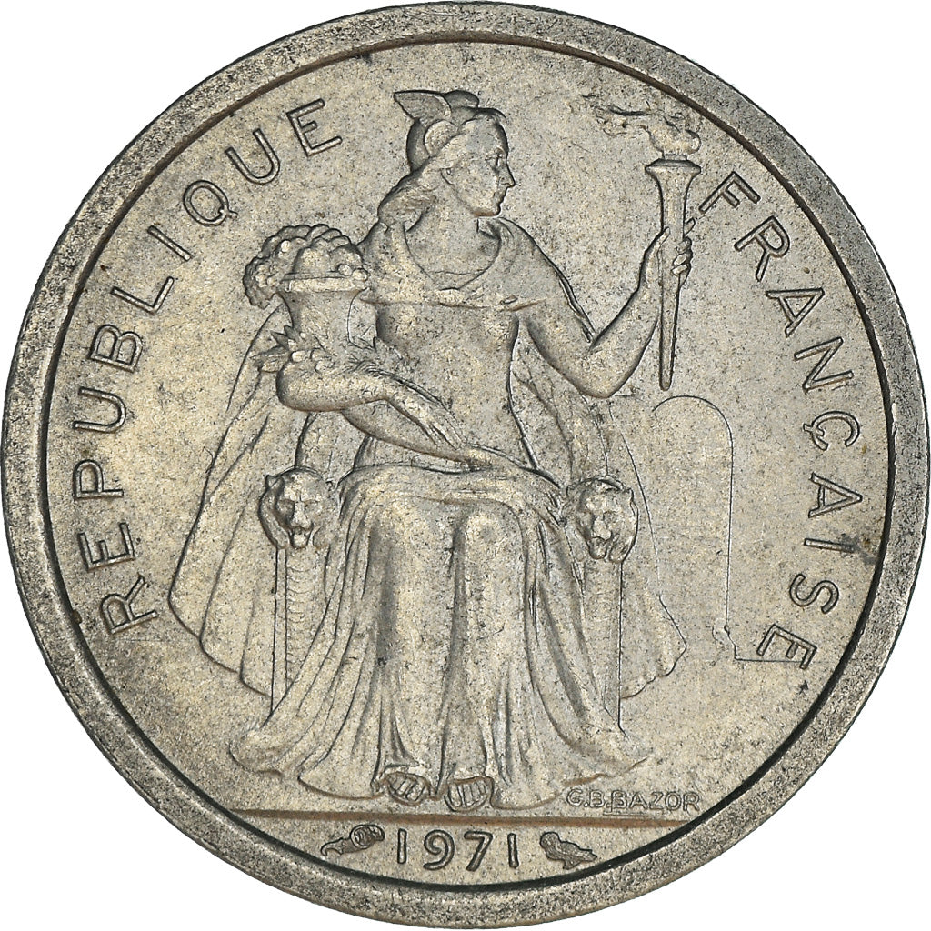 Coin, New Caledonia, Franc, 1971, Paris, MS(60-62), Aluminum, KM:8