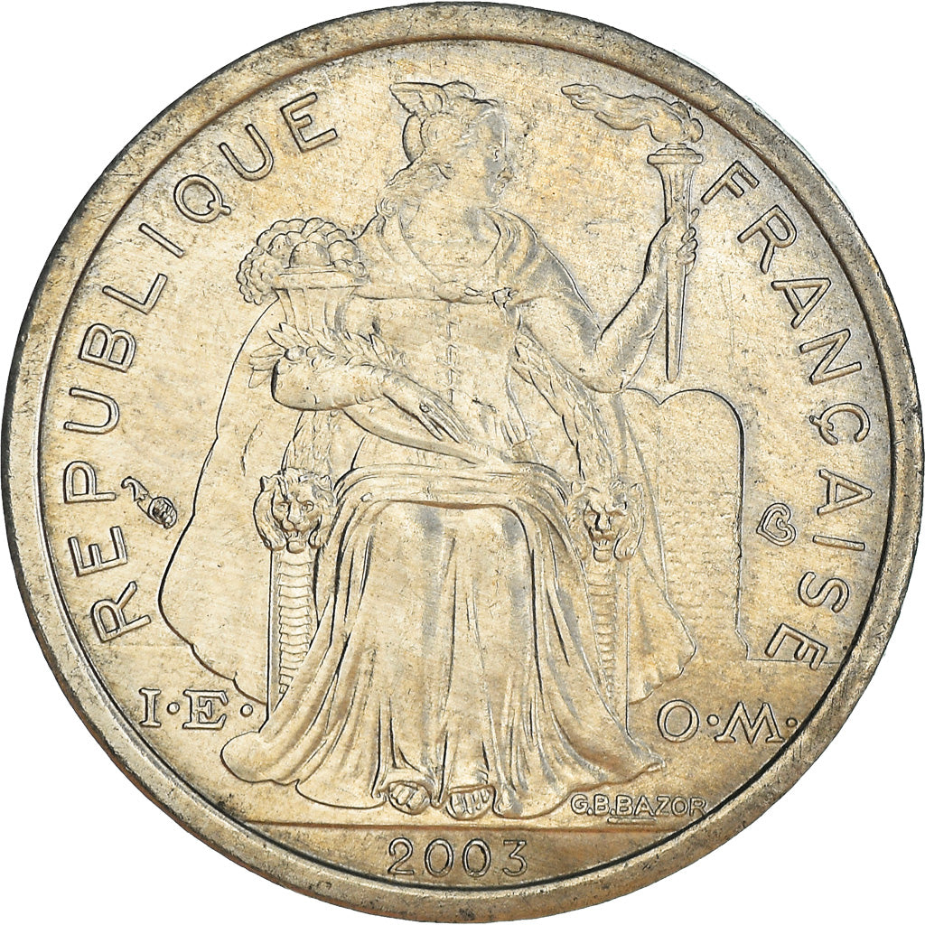 Coin, New Caledonia, Franc, 2003, Paris, MS(60-62), Aluminum, KM:10