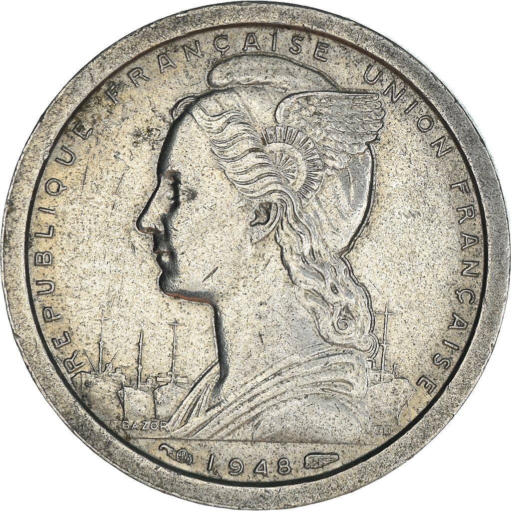 Coin, Madagascar, Franc, 1948, Paris, AU(55-58), Aluminum, KM:3