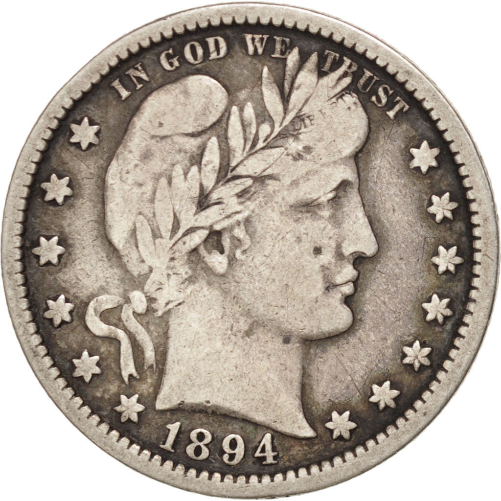Coin, United States, Barber Quarter, Quarter, 1894, U.S. Mint, Philadelphia