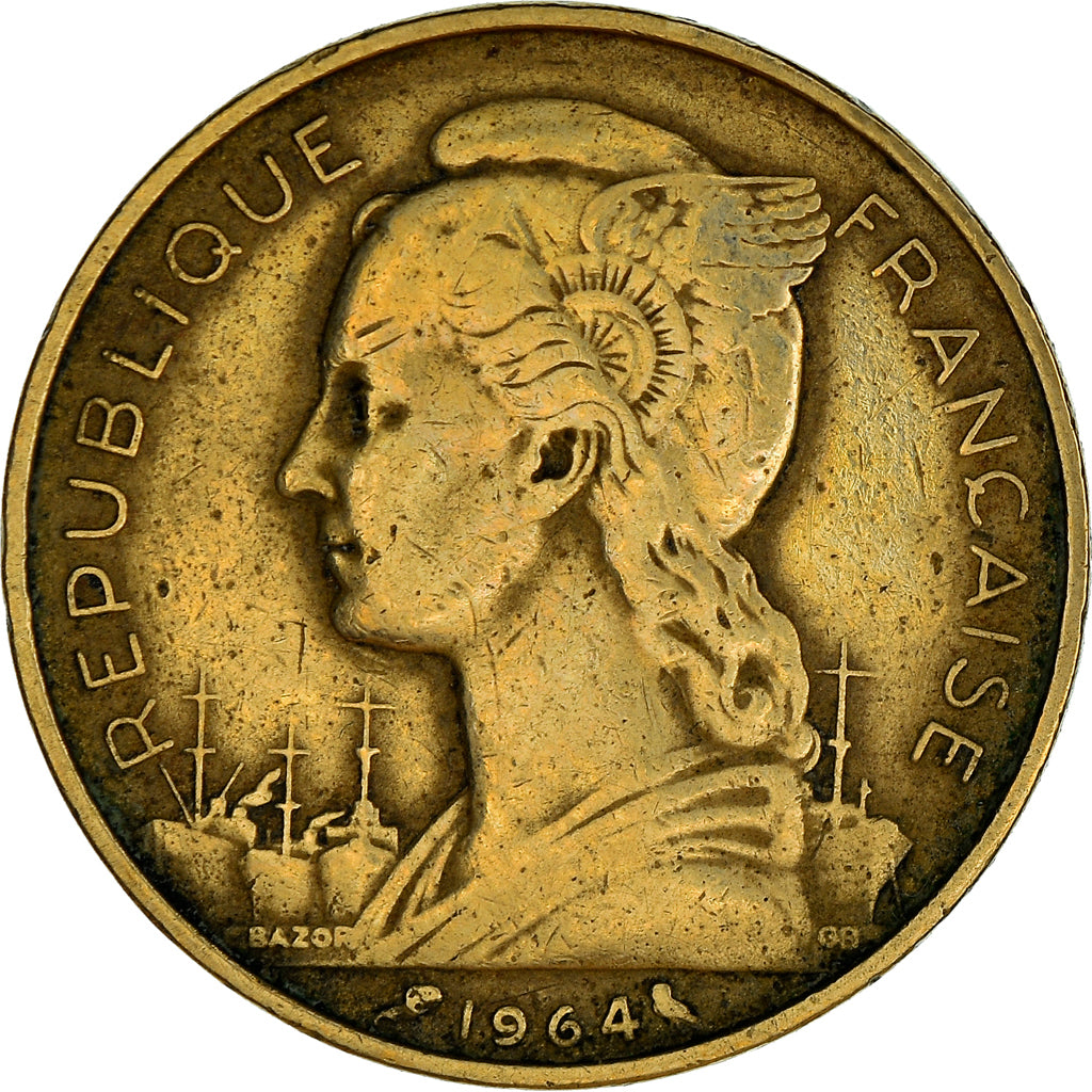 Moeda, Comores, 20 Francs, 1964, Paris, AU(50-53), Alumínio-Bronze, KM:8