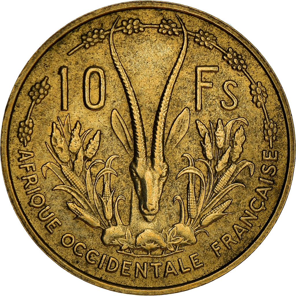 Moeda, África Ocidental Francesa, 10 Francs, 1956, EF(40-45), Alumínio-Bronze