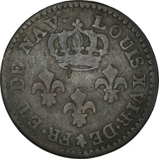 Moeda, GUIANA FRANCESA, 2 Sous, 1789, Paris, VF(20-25), Lingote, KM:1
