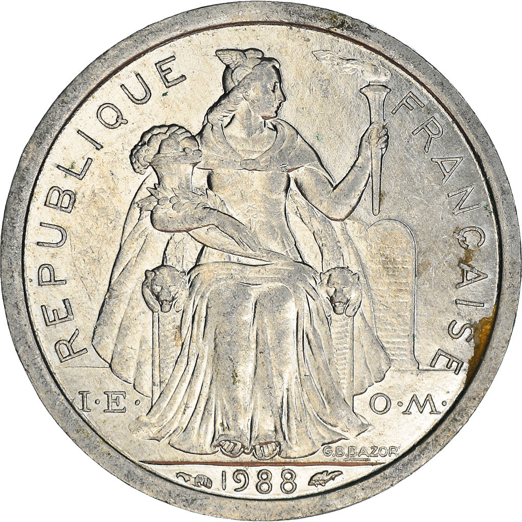 Coin, New Caledonia, Franc, 1988, Paris, MS(63), Aluminum, KM:10, Lecompte:49