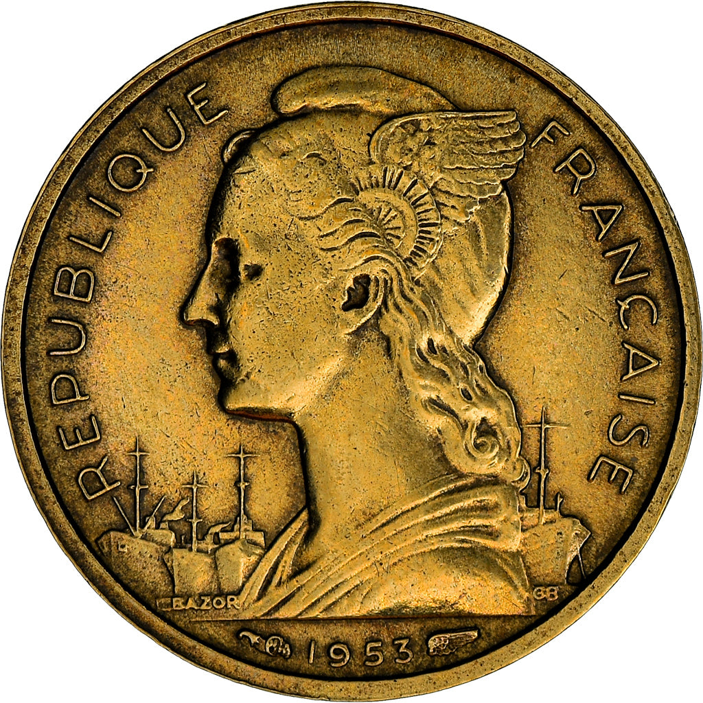 Monnaie, Madagascar, 10 Francs, 1953, Paris, TTB+, Aluminum-Bronze, KM:6