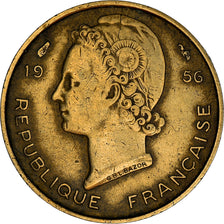 Moneta, Francuska Afryka Zachodnia, 5 Francs, 1956, AU(50-53), Aluminium-Brąz