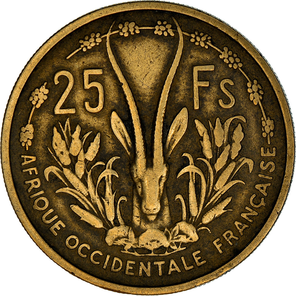 Münze, French West Africa, 25 Francs, 1956, SS, Aluminum-Bronze, KM:7