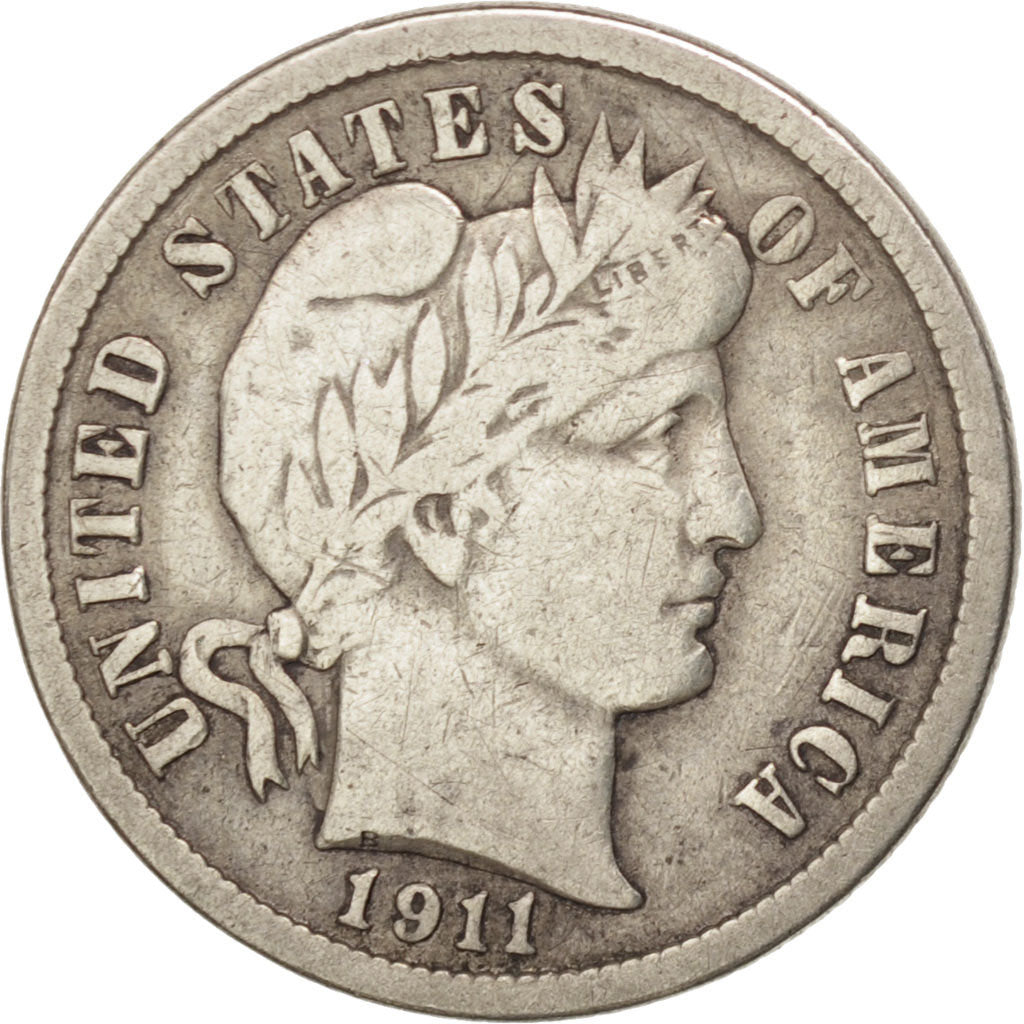 UNITED STATES, Barber Dime, Dime, 1911, U.S. Mint, KM #113, VF(20-25), Silver,..
