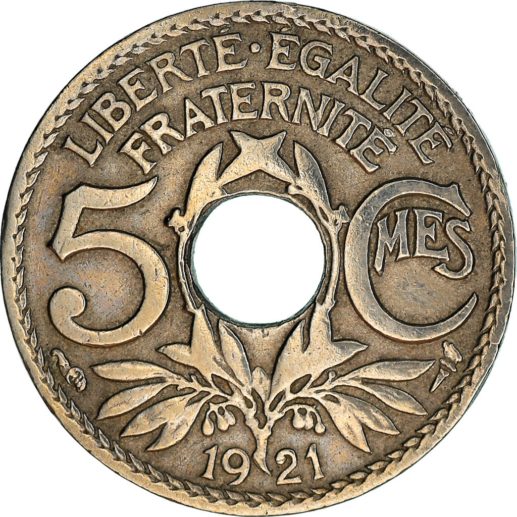 Münze, Frankreich, Lindauer, 5 Centimes, 1921, SS, Copper-nickel, KM:875
