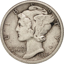 UNITED STATES, Mercury Dime, Dime, 1917, U.S. Mint, KM #140, AU(50-53), Silver,.
