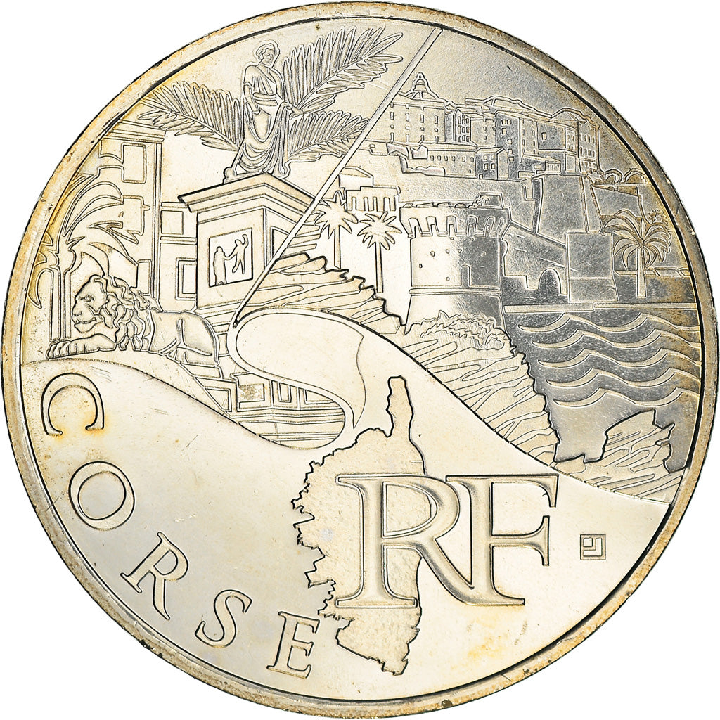 France, 10 Euro, Corse, 2011, Paris, MS(65-70), Silver, KM:1740