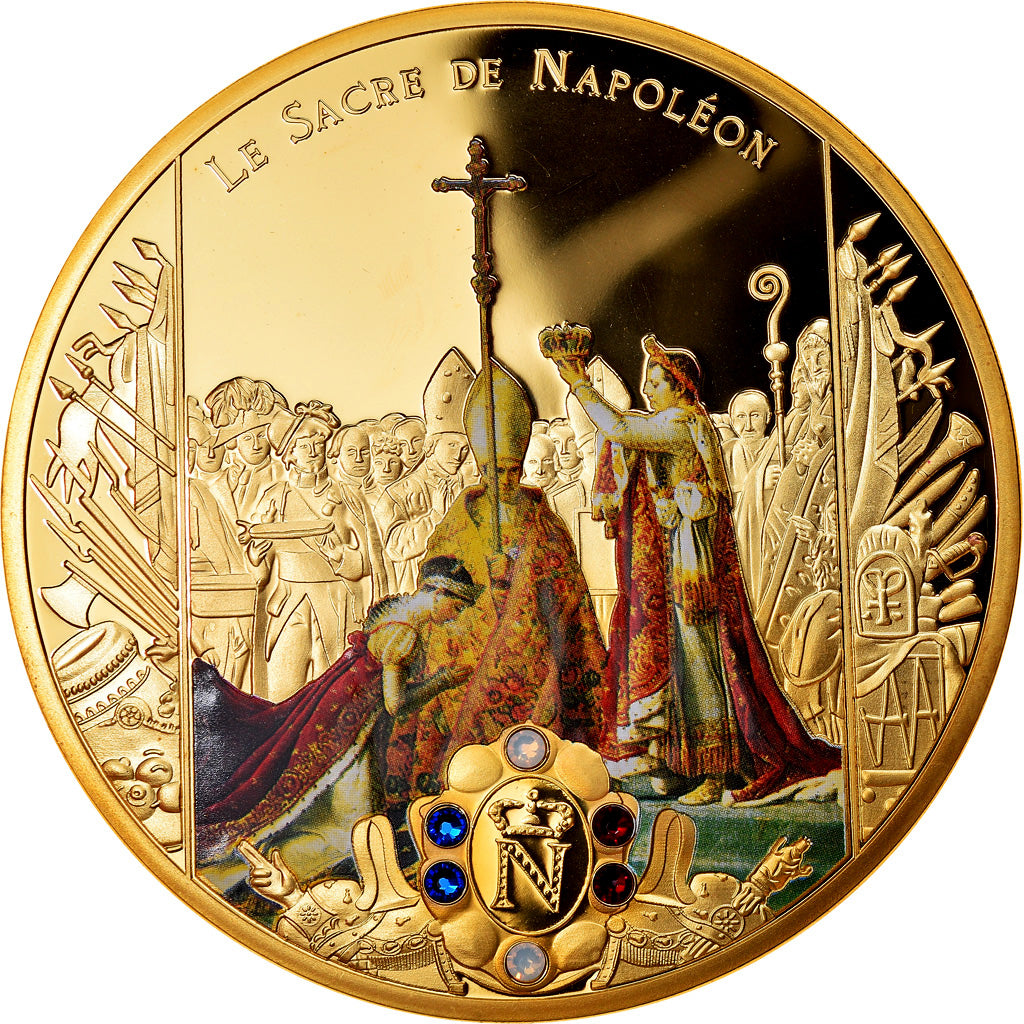 France, Médaille, Le sacre de Napoléon Ier par Pie VII, FDC, Copper Gilt