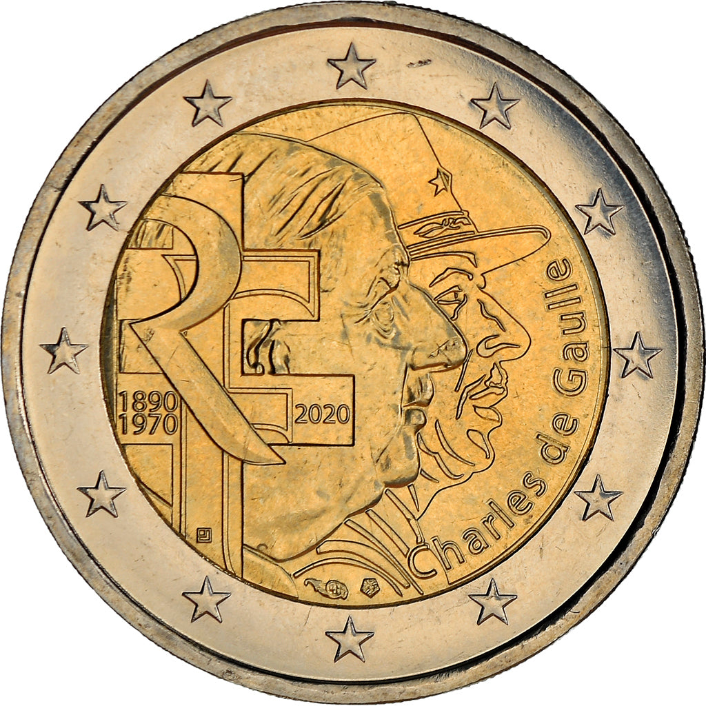 France, 2 Euro, Charles De Gaulle, 2020, SPL+, Bi-Metallic, KM:New