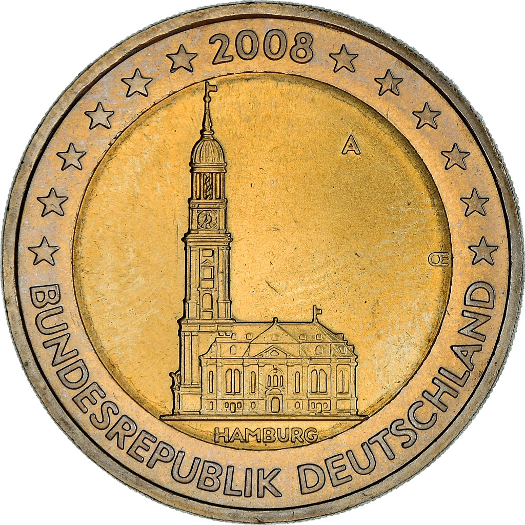 GERMANY - FEDERAL REPUBLIC, 2 Euro, 2008, Berlin, MS(63), Bi-Metallic, KM:261