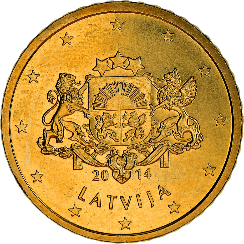 Letonia, 50 Euro Cent, 2014, Stuttgart, SC+, Latón, KM:155