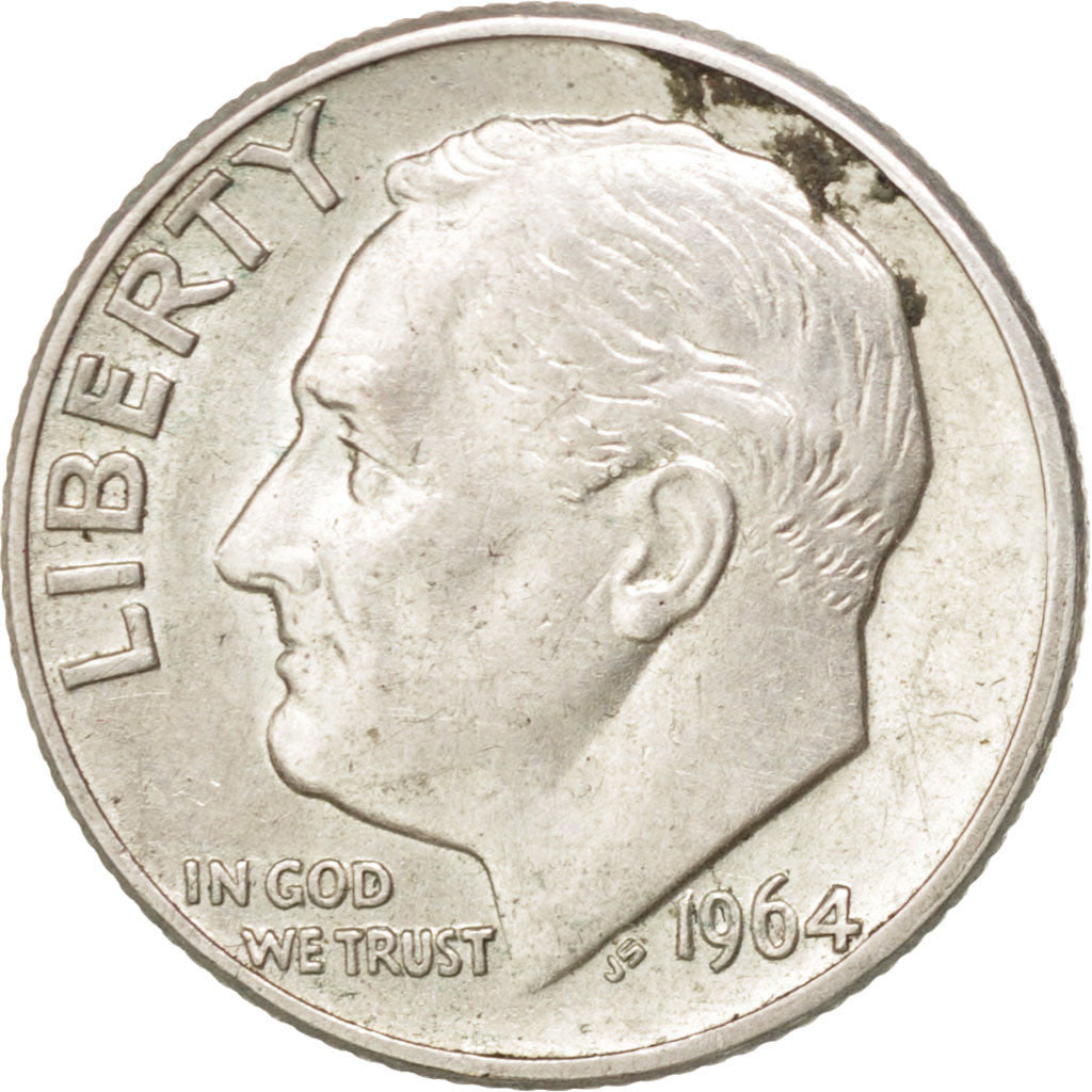 UNITED STATES, Roosevelt Dime, Dime, 1964, U.S. Mint, KM #195, AU(55-58),...