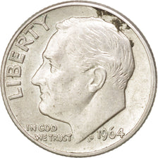 UNITED STATES, Roosevelt Dime, Dime, 1964, U.S. Mint, KM #195, AU(55-58),...