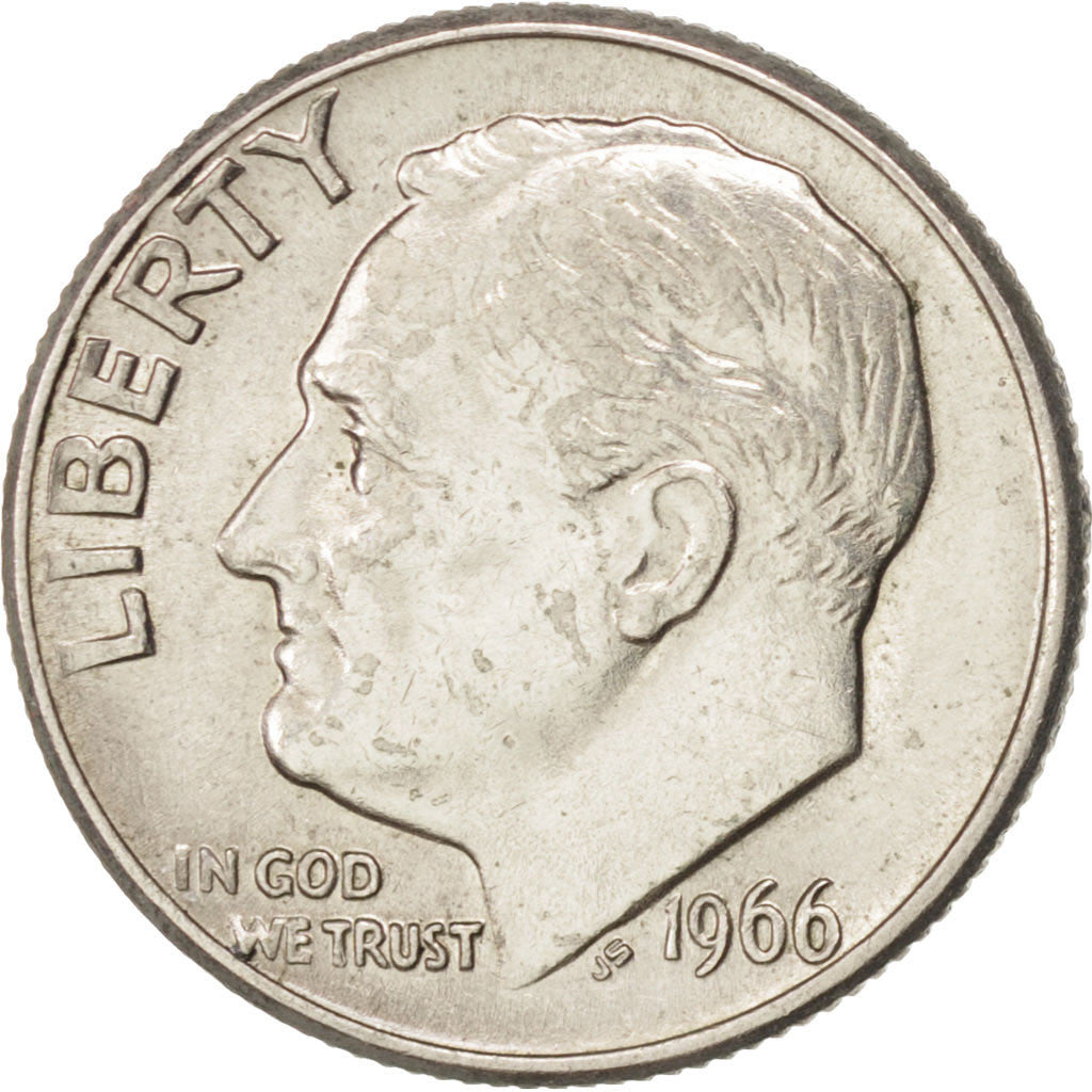 UNITED STATES, Roosevelt Dime, Dime, 1966, U.S. Mint, KM #195a, AU(55-58),...
