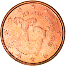 Cyprus, 1 Cent, Two mouflons, 2008, MS(64), Copper Plated Steel