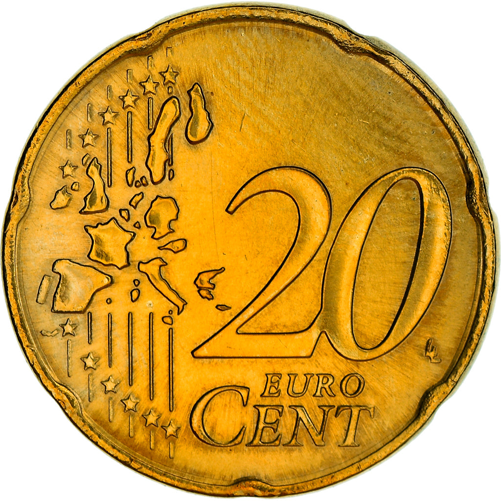 Mónaco, 20 Euro Cent, Prince Rainier III, 2003, Paris, MS(63), Latão