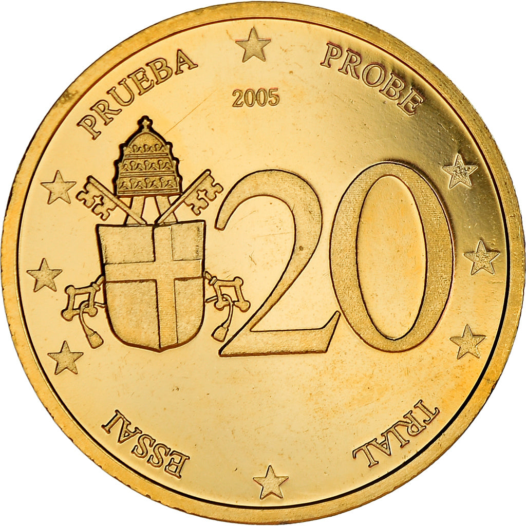 Vatican, 20 Euro Cent, Type 2, 2005, unofficial private coin, MS(65-70), Brass