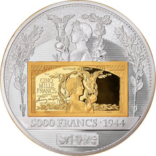 Francia, medalla, Histoire de la Monnaie Française, 5000 Francs 1944, FDC