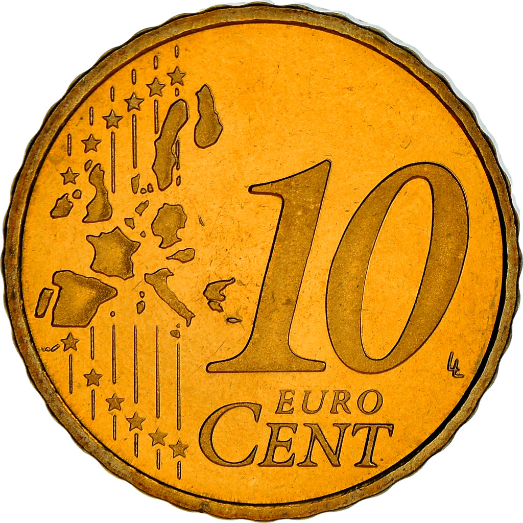 Netherlands, 10 Euro Cent, 1999, BE, MS(63), Brass, KM:New