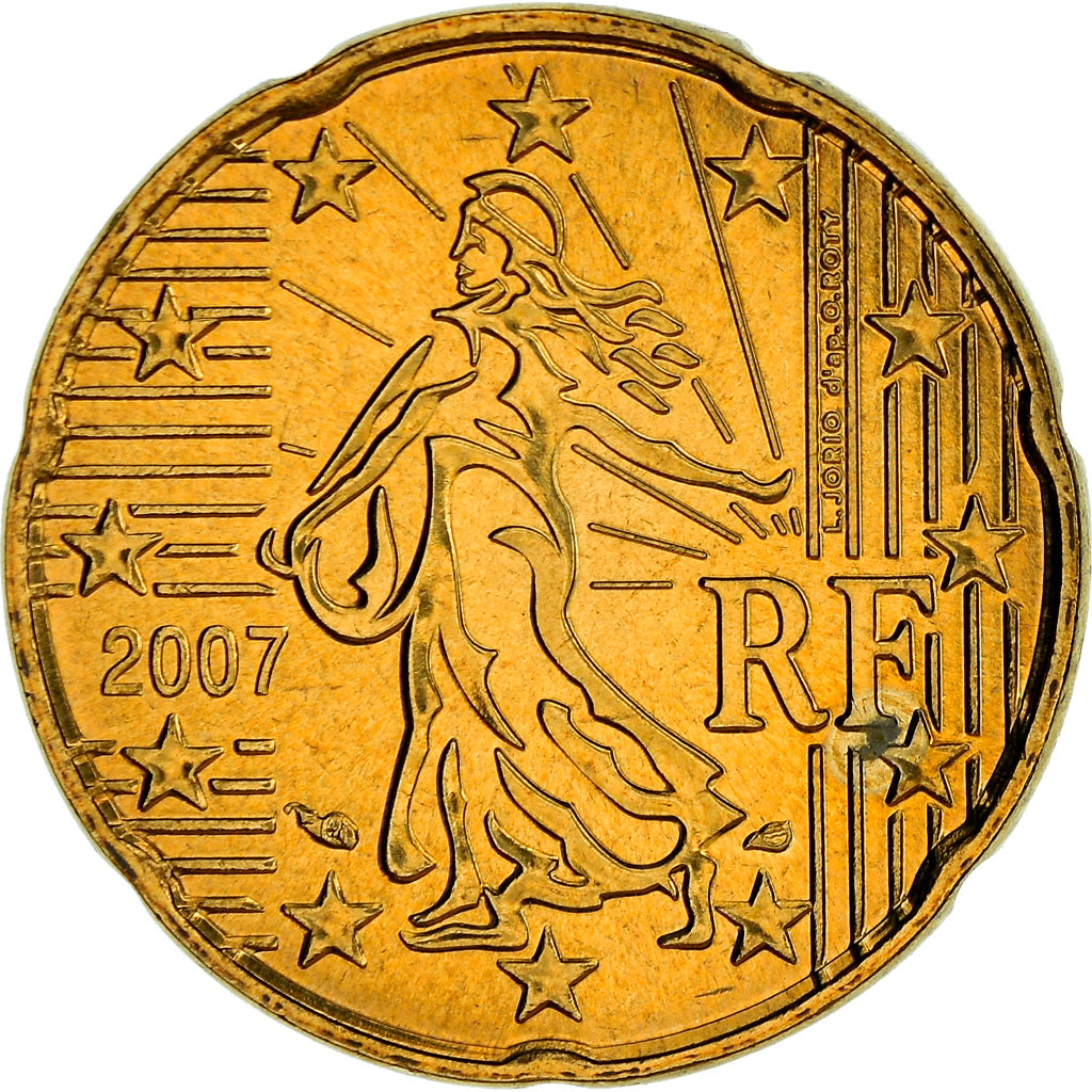France, 20 Euro Cent, 2007, Paris, BU, MS(65-70), Brass, Gadoury:5., KM:1411