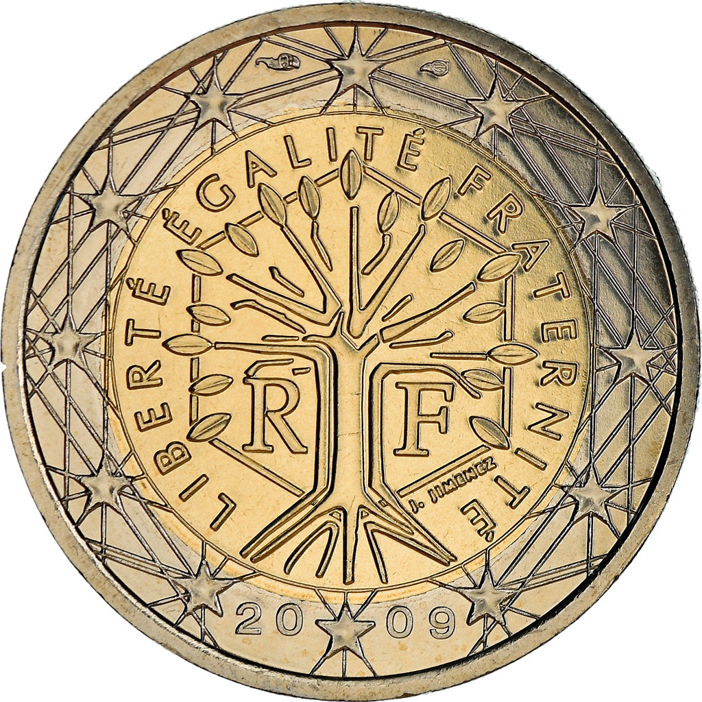 France, 2 Euro, 2009, Paris, BU, MS(65-70), Bi-Metallic, Gadoury:8a., KM:1414