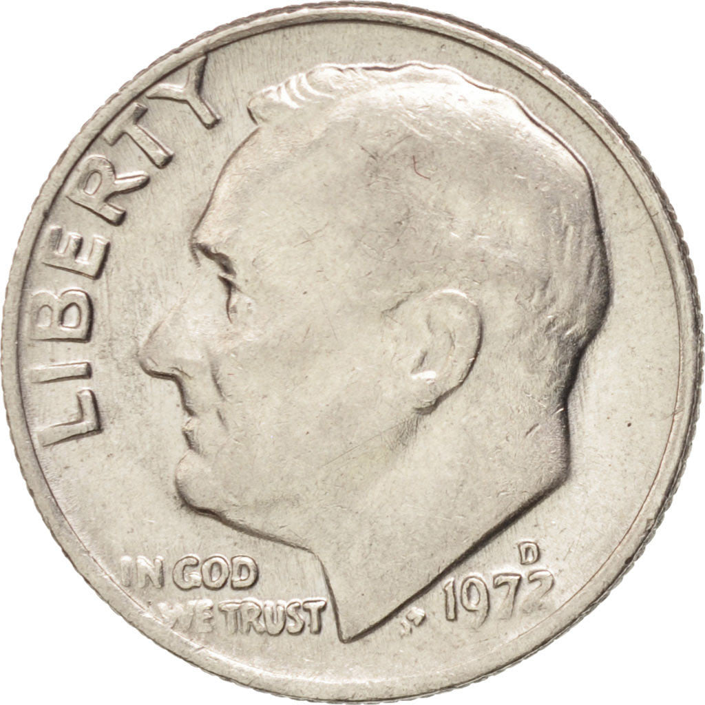 Coin, United States, Roosevelt Dime, Dime, 1972, U.S. Mint, Denver, AU(50-53)