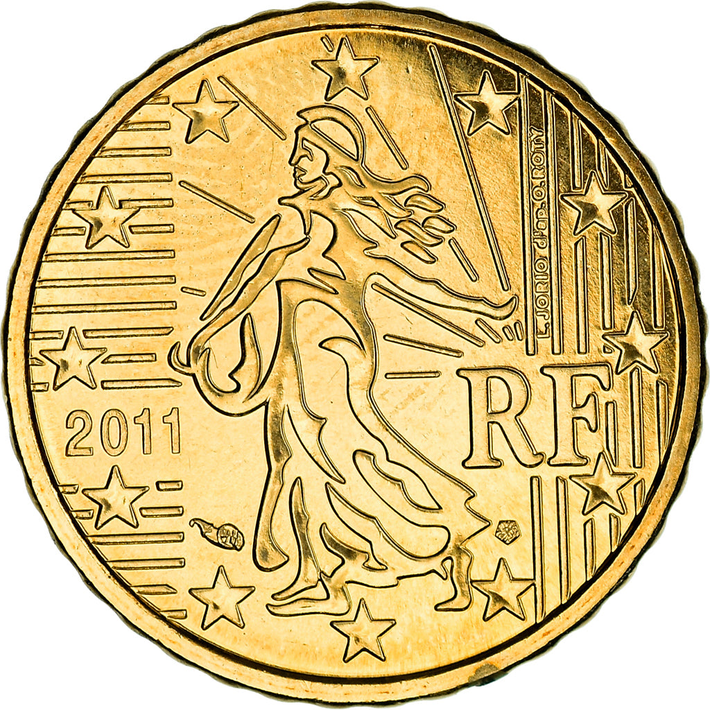 France, 10 Euro Cent, 2011, Paris, BU, MS(65-70), Brass, Gadoury:4b., KM:1410