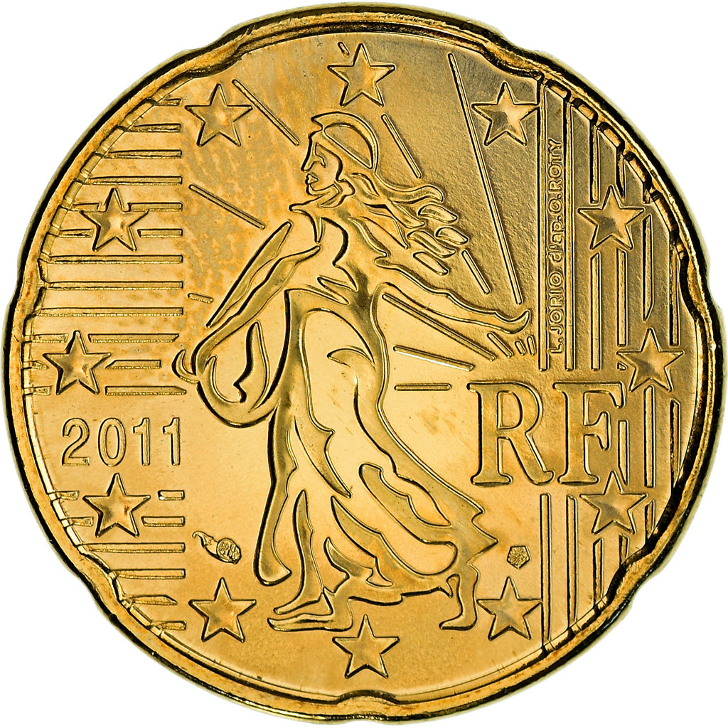 France, 20 Euro Cent, 2011, Paris, BU, MS(65-70), Brass, Gadoury:5a, KM:1411