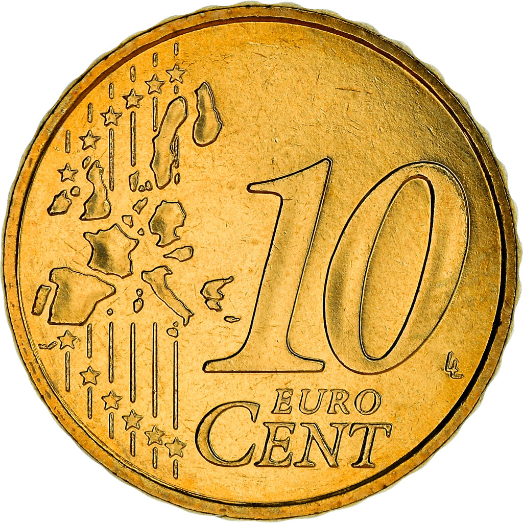 France, 10 Euro Cent, 2004, Paris, BU, MS(65-70), Brass, KM:1285