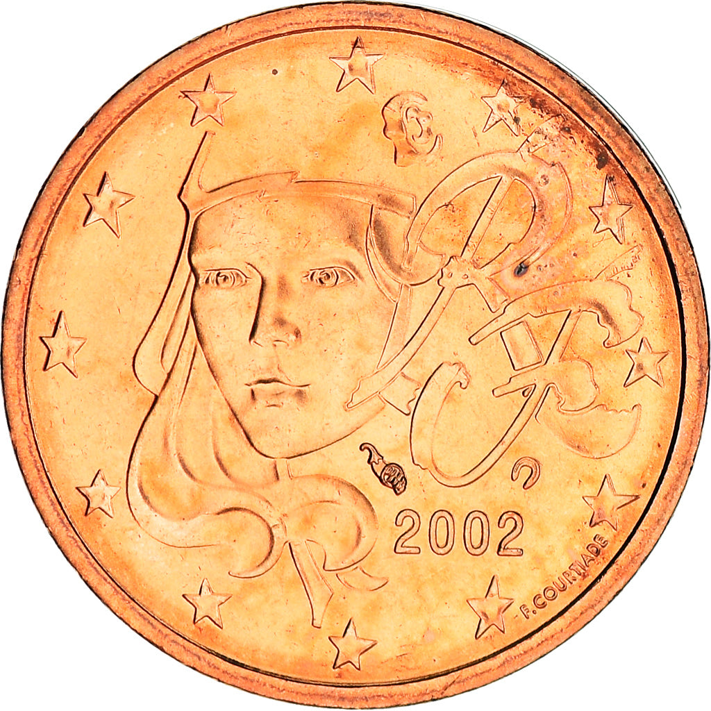 France, 2 Euro Cent, 2002, Paris, BU, FDC, Copper Plated Steel, Gadoury:2