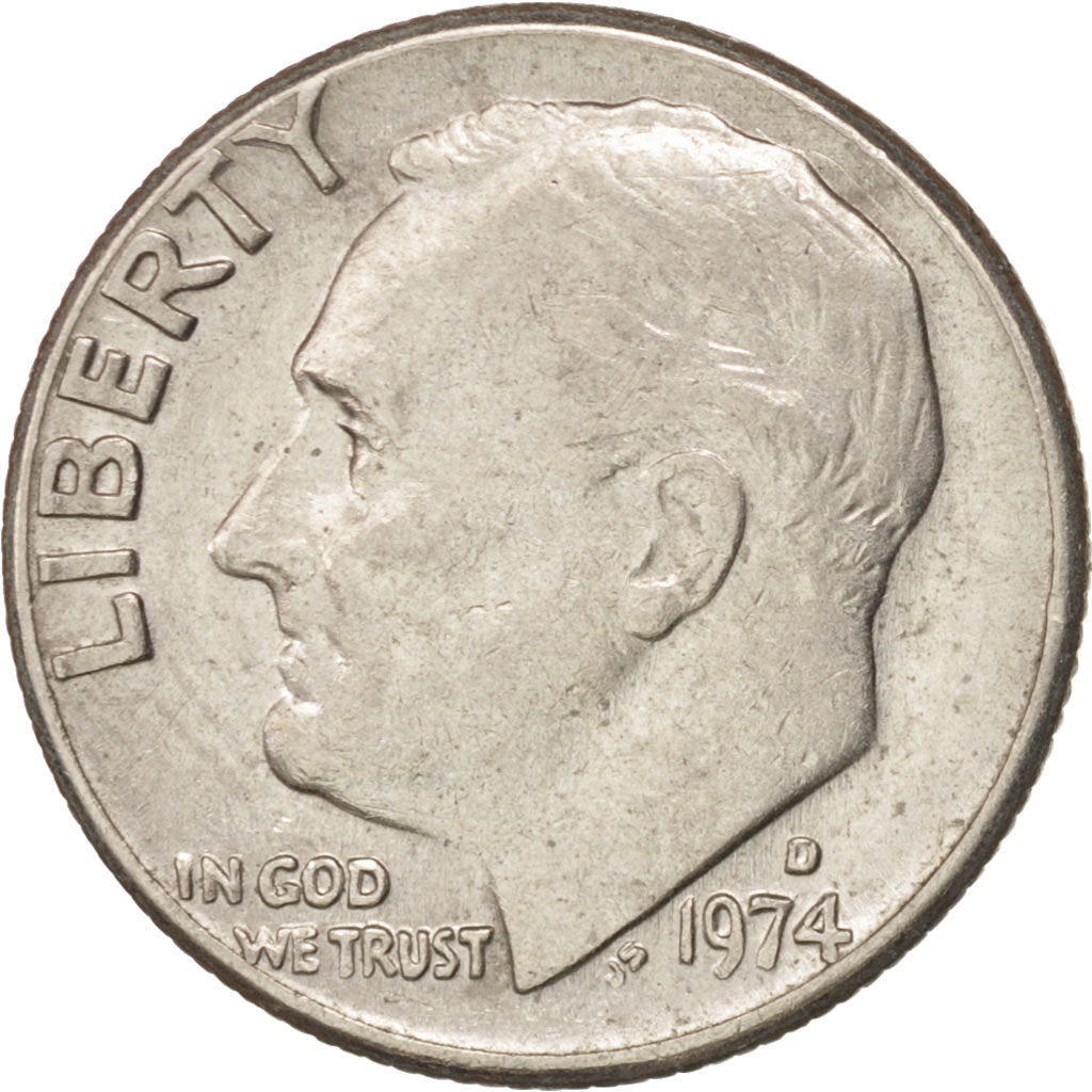 Coin, United States, Roosevelt Dime, Dime, 1974, U.S. Mint, Denver, AU(50-53)