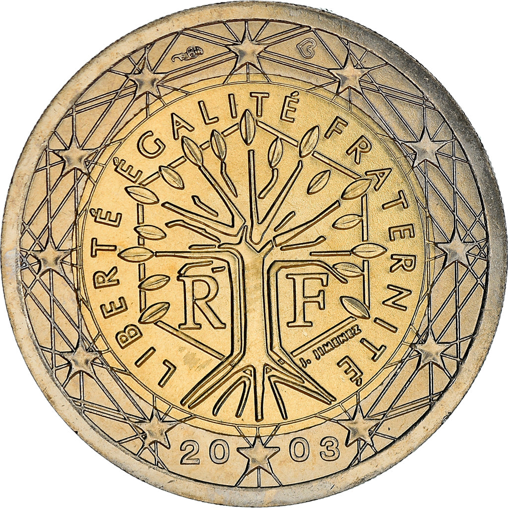 France, 2 Euro, 2003, Paris, BU, FDC, Bimétallique, KM:1289