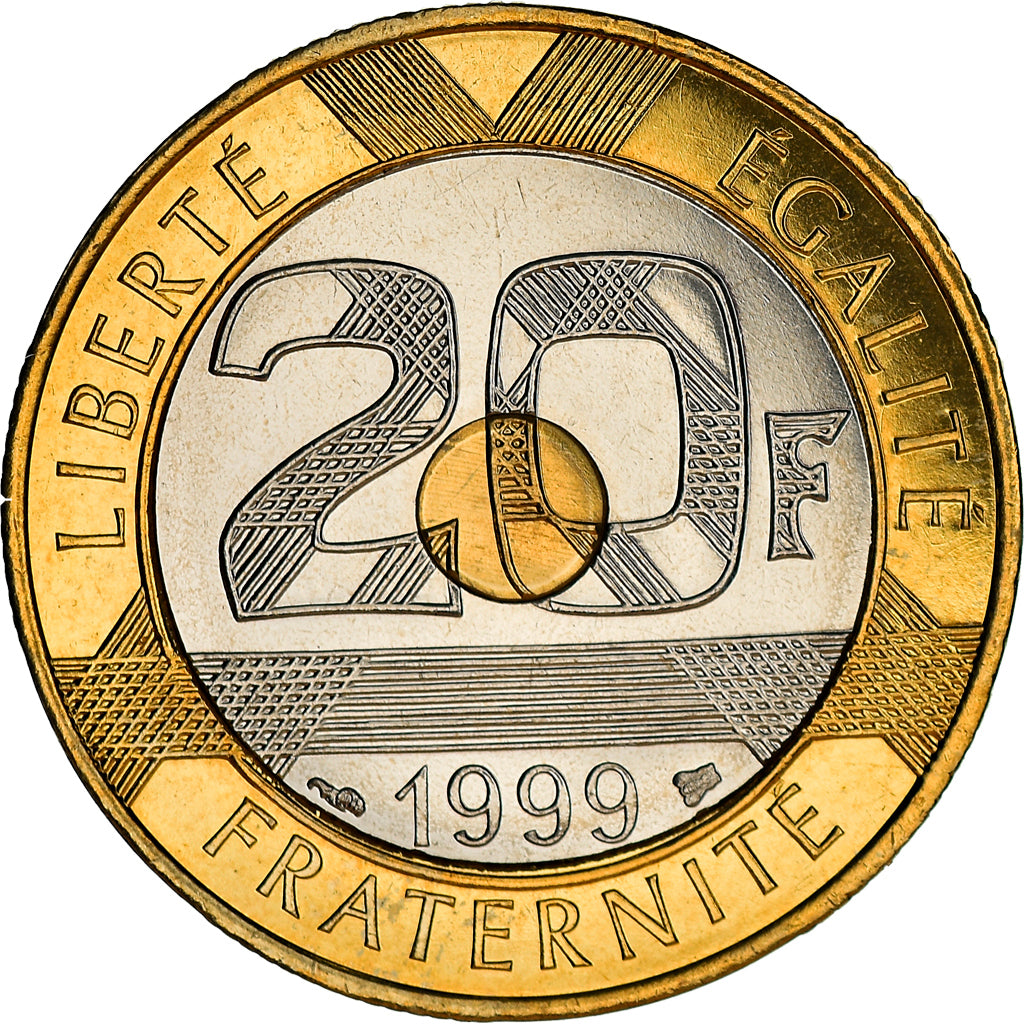 Münze, Frankreich, Mont Saint Michel, 20 Francs, 1999, BU, STGL, Tri-Metallic