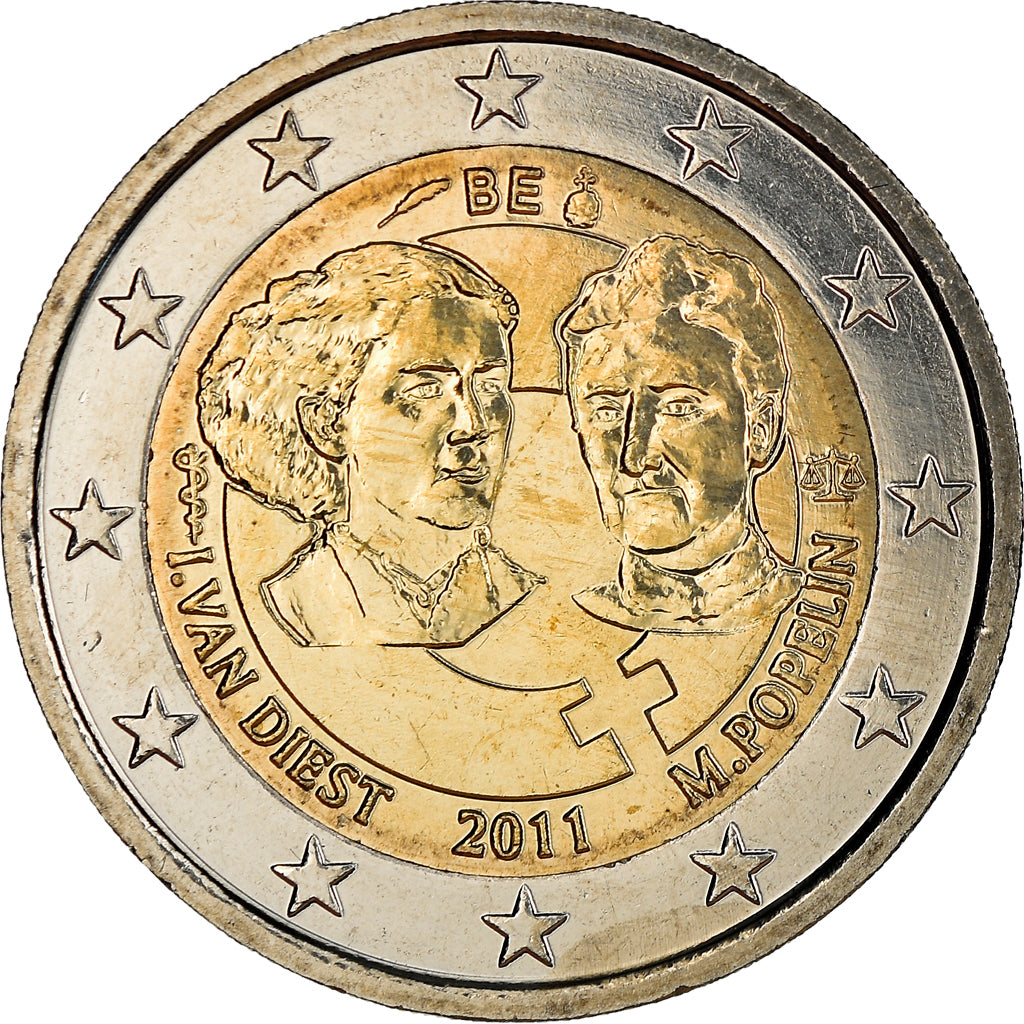 Belgien, 2 Euro, Les droits de la femme, 2011, Brussels, UNZ, Bi-Metallic