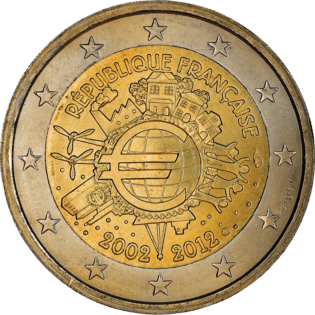 Francia, 2 Euro, 10 ans de l'Euro, 2012, Paris, SPL, Bi-metallico, Gadoury:14.