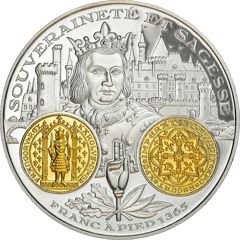 France, Médaille, Histoire Monétaire, Franc à Pied, Charles V, FDC, Argent