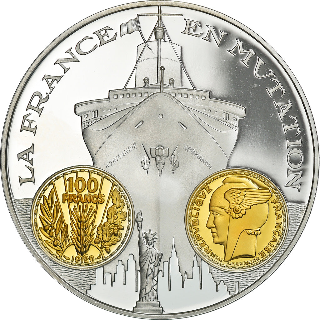 France, Medal, Histoire Monétaire, 100 Francs Bazor, MS(65-70), Silver