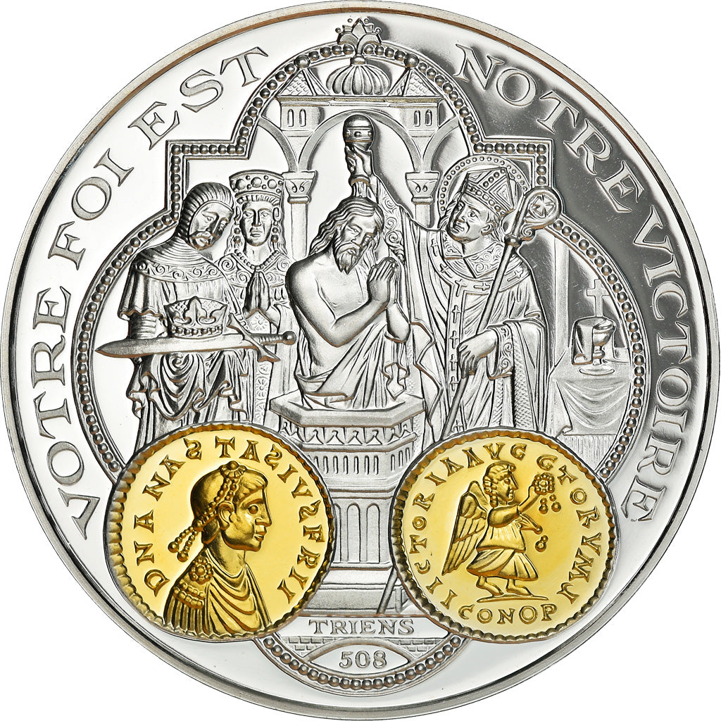 France, Medal, 2000 Ans d'Histoire Monétaire, Triens Mérovingien, MS(65-70)